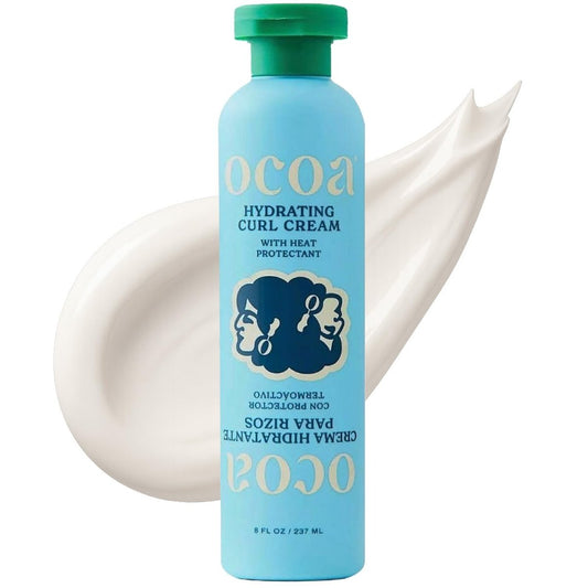 OCOA Beauty Hydratisierende Curl Creme mit Hibiskus, Mangobutter & Marulaöl – Locken definierende Creme für lockiges & welliges Haar – Feuchtigkeitsspendend, Frizz-kontrollierend, Glanz & Geschmeidigkeit, Hitzeschutz – 236 ml