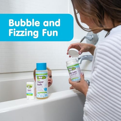Boogie Spa Kit – Badesalze, Dampfbad & Brustbalsam für Kinder (3-teiliges Set, Eukalyptus)