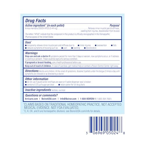 Boiron Arnica Montana 200CK Homöopathisches Arzneimittel zur Schmerzlinderung, Muskelkater & Steifheit, Schwellungen nach Verletzungen & Blutergüsse - 3 Packungen (240 Kügelchen)