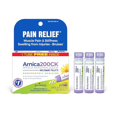 Boiron Arnica Montana 200CK Homöopathisches Arzneimittel zur Schmerzlinderung, Muskelkater & Steifheit, Schwellungen nach Verletzungen & Blutergüsse - 3 Packungen (240 Kügelchen)