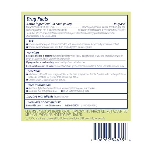 Boiron Nux Vomica 30C Homöopathisches Mittel gegen Verdauungsstörungen, Übelkeit, Sodbrennen und Magenverstimmung – 3 Packungen (240 Kügelchen)