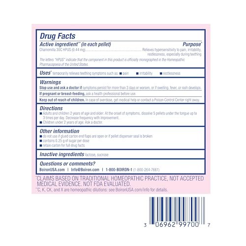 Boiron Chamomilla 30C Homöopathisches Arzneimittel für Zahnungsbeschwerden, Schmerzen, Reizbarkeit und Unruhe – 3 Packungen (240 Kügelchen)