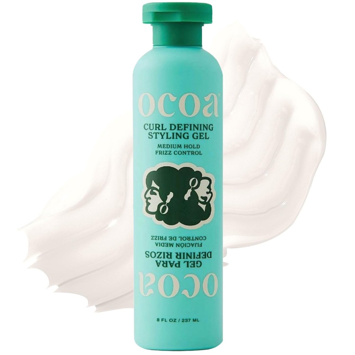 OCOA Beauty Curl Defining Styling Gel mit Leinsamen, Mangobutter & Hibiskus – Mittlerer Halt für lockiges & welliges Haar – Frizz-Kontrolle, tiefe Feuchtigkeit & weiche definierte Locken ohne Flocken oder Knittern – 237 ml
