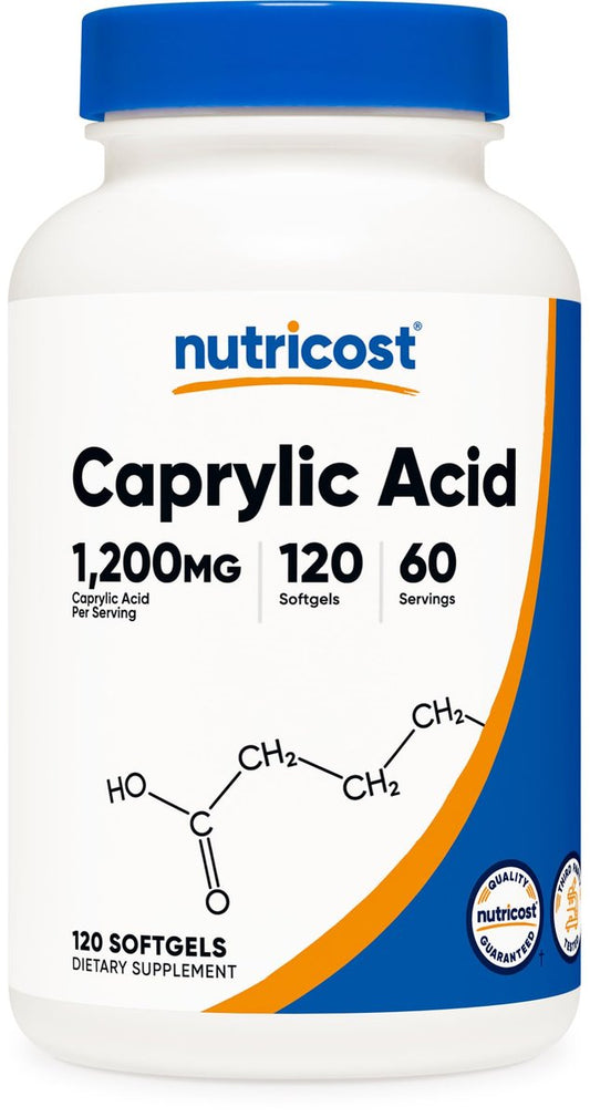 Nutricost Caprylsäure 1200 mg, 120 Softgels – Hochdosiertes Nahrungsergänzungsmittel