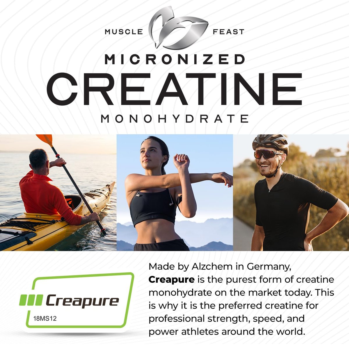 Muscle Feast Creapure Micronisiertes Kreatin-Monohydrat-Pulver | Premium Pre-Workout oder Post-Workout | Kreatin für Frauen & Männer | Leicht zu mischen, glutenfrei, sicher und rein (Blaue Himbeere, 250 g)