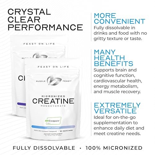 Muscle Feast Creapure Micronisiertes Kreatin-Monohydrat-Pulver | Premium Pre-Workout oder Post-Workout | Kreatin für Frauen & Männer | Leicht zu mischen, glutenfrei, sicher und rein (Blaue Himbeere, 250 g)