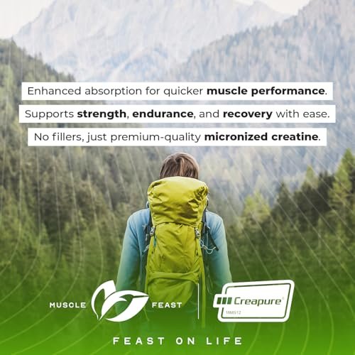 Muscle Feast Creapure Micronisiertes Kreatin-Monohydrat-Pulver | Premium Pre-Workout oder Post-Workout | Kreatin für Frauen & Männer | Leicht zu mischen, glutenfrei, sicher und rein (Blaue Himbeere, 250 g)