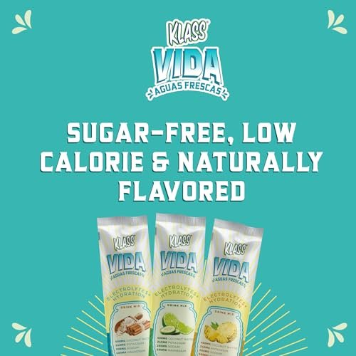 KLASS VIDA Variety Pack Ananas, Horchata & Gurken-Limetten-Limonade Agua Fresca Elektrolyte | Elektrolyt-Getränkemischung | Zuckerfreie Elektrolyte | Hydrationsbeutel | 15 Stick-Packs