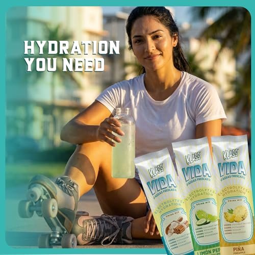 KLASS VIDA Variety Pack Ananas, Horchata & Gurken-Limetten-Limonade Agua Fresca Elektrolyte | Elektrolyt-Getränkemischung | Zuckerfreie Elektrolyte | Hydrationsbeutel | 15 Stick-Packs