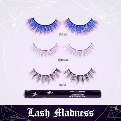 Profusion Cosmetics Lash Madness Falsche Wimpern mit Klebeliner-Stift – 3 kühne Wimpernstile für natürliche Looks, leichter flexibler Band und bequemer ganztägiger Tragekomfort
