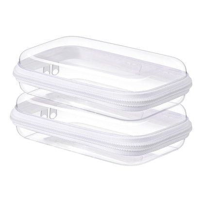 NovaHF 2er-Pack Kleine Klarsicht-Hartschalenbox mit Reißverschluss, Doppelreißverschluss, zur Aufbewahrung von Snacks, Make-up-Werkzeugen und Toilettenartikeln