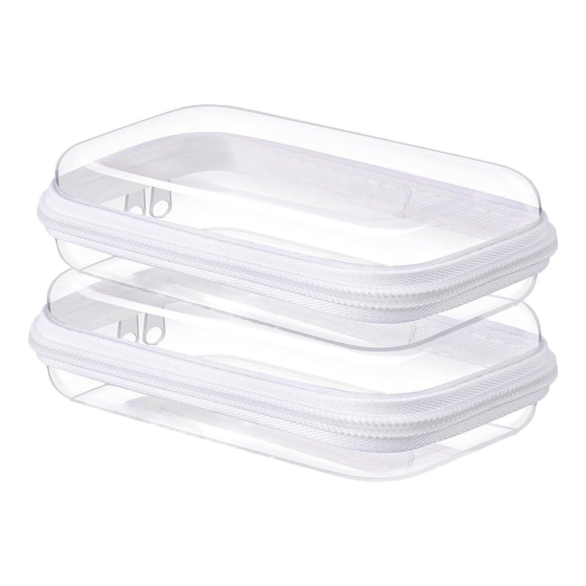 NovaHF 2er-Pack Kleine Klarsicht-Hartschalenbox mit Reißverschluss, Doppelreißverschluss, zur Aufbewahrung von Snacks, Make-up-Werkzeugen und Toilettenartikeln
