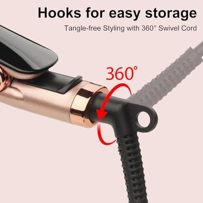 Glätteisen mit Keramik-Schwimmplatten für glattes, geschmeidiges & weiches Haar – 2-in-1 Glätteisen und Lockenstab mit Dual Voltage, digitalem Display 150°C–230°C für alle Haartypen