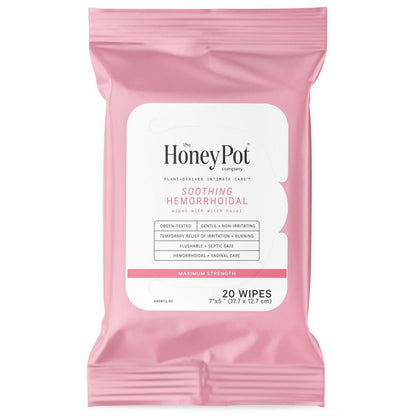 The Honey Pot Company – Beruhigende Hexenfein-Tücher für die Intimhygiene & Hämorrhoiden – Postpartum Essentials – Schwangerschafts-Muss – pH-ausgeglichen – Spülbare Hämorrhoiden-Behandlung – 20 Tücher
