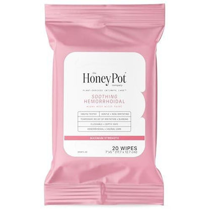 The Honey Pot Company – Beruhigende Hexenfein-Tücher für die Intimhygiene & Hämorrhoiden – Postpartum Essentials – Schwangerschafts-Muss – pH-ausgeglichen – Spülbare Hämorrhoiden-Behandlung – 20 Tücher
