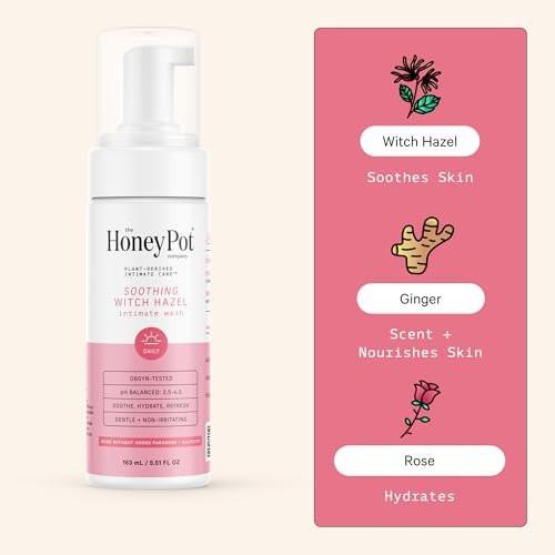 The Honey Pot Company - Witch Hazel Intimwaschgel - Postpartumbedarf - Kräutergetränkte Hygiene-Waschung für empfindliche Haut - pH-ausgeglichen - 5,51 Fl Oz