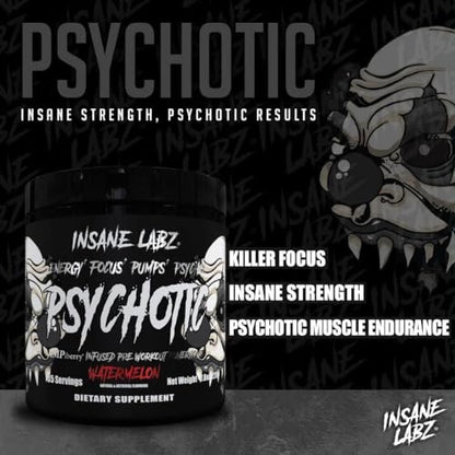 Insane Labz Psychotic Black Edition Mid Stim Pre-Workout Pulver – Energie, Fokus & Pump mit Kreatin, Beta-Alanin, Taurin & AMPiberry, 35 Portionen (Zitrus-Grapefruit)