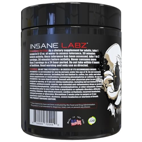 Insane Labz Psychotic Black Edition Mid Stim Pre-Workout Pulver – Energie, Fokus & Pump mit Kreatin, Beta-Alanin, Taurin & AMPiberry, 35 Portionen (Zitrus-Grapefruit)