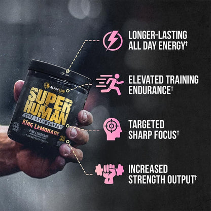 ALPHA LION Core Pre Workout mit Kreatin für Leistung, Beta-Alanin für Muskeln, L-Citrullin für Pump & Tri-Source Koffein für anhaltende Energie (30 Portionen, King Lemonade Geschmack)