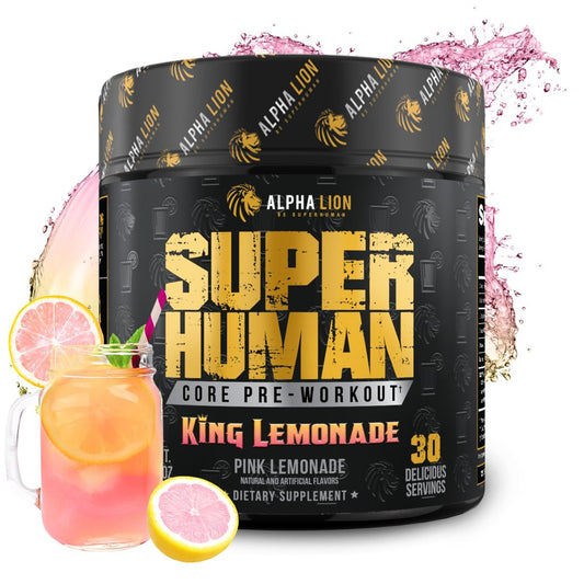 ALPHA LION Core Pre Workout mit Kreatin für Leistung, Beta-Alanin für Muskeln, L-Citrullin für Pump & Tri-Source Koffein für anhaltende Energie (30 Portionen, King Lemonade Geschmack)