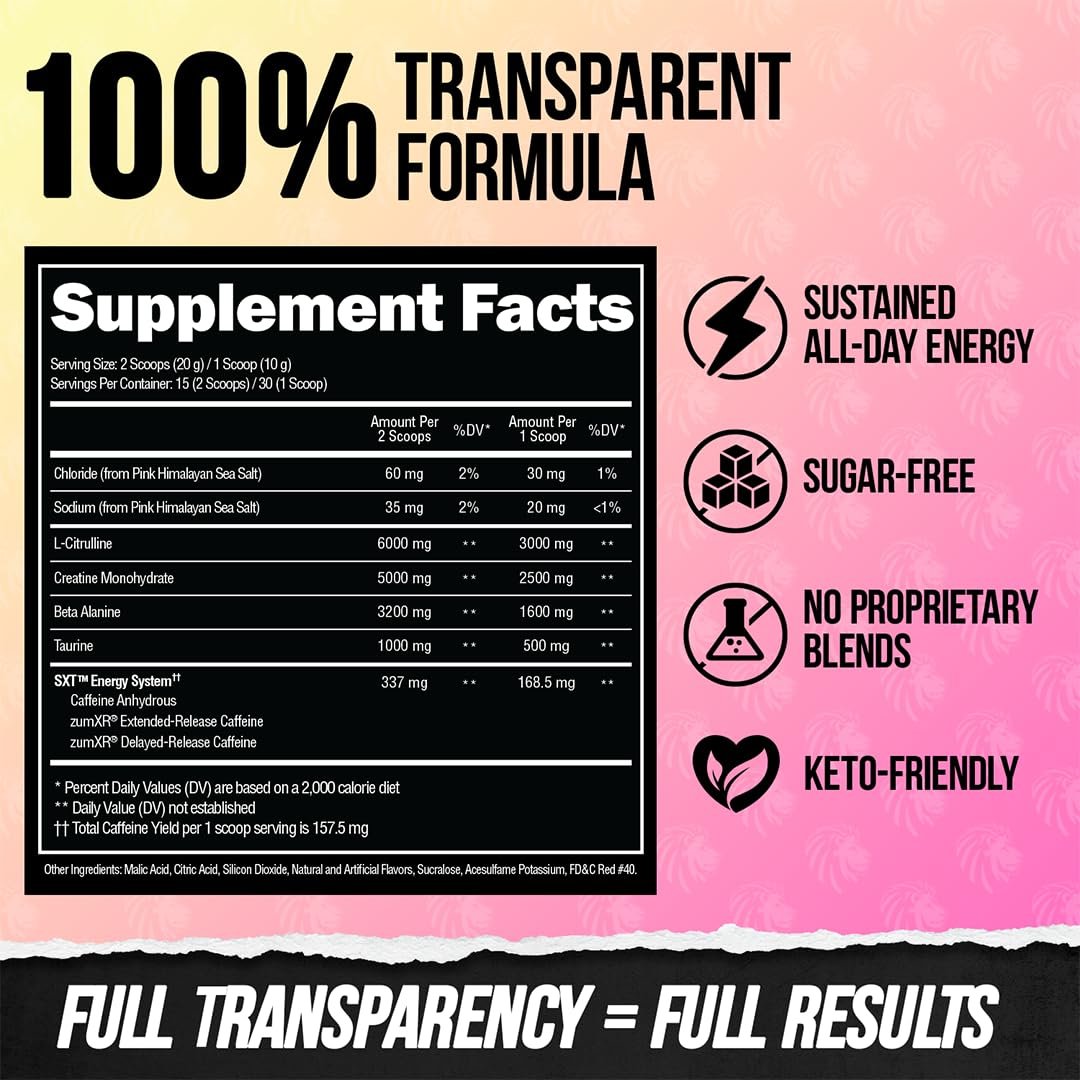 ALPHA LION Core Pre Workout mit Kreatin für Leistung, Beta-Alanin für Muskeln, L-Citrullin für Pump & Tri-Source Koffein für anhaltende Energie (30 Portionen, King Lemonade Geschmack)