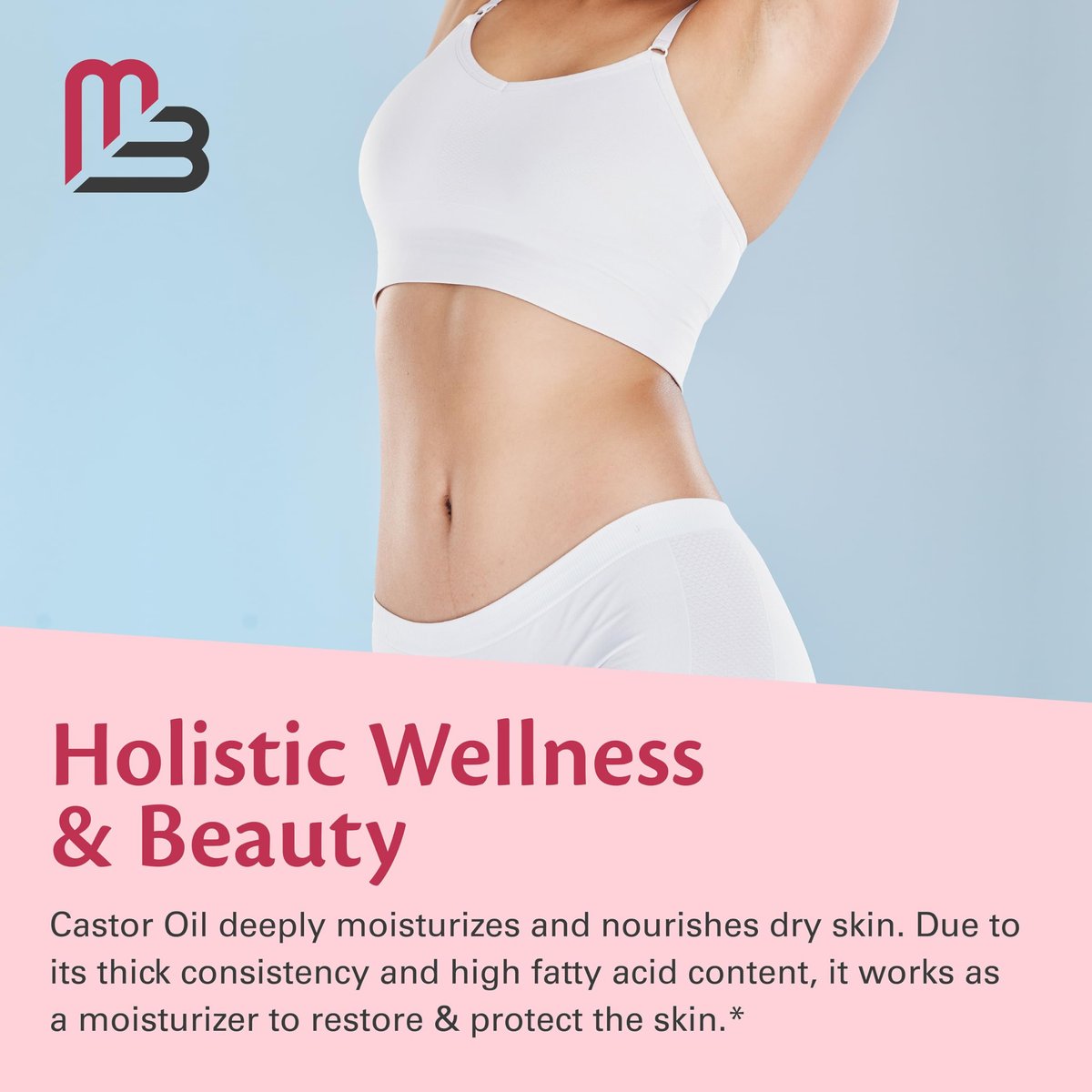 100% Reines Bio-Rizinusöl für Haar-, Wimpern- und Augenbrauenwachstum, Lymphdrainage und Hautfeuchtigkeit | Hexanfrei, kaltgepresst, unraffiniert in 4 fl oz Glasflasche mit Pipette von M3