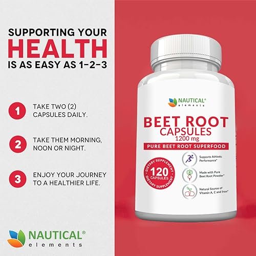 Rote Bete Kapseln - 1200 mg pro Portion - 120 Kapseln Rote Bete Pulver - Unterstützt Blutdruck, sportliche Leistung, Verdauung, Immunsystem (rein, nicht gentechnisch verändert & glutenfrei)