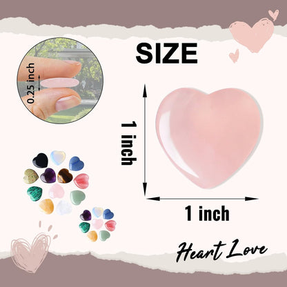 DUQGUHO 1 Zoll Herz Kristalle und Heilsteine Reiki Edelsteine Heilende Kristalle Amethyst Kristall Herz Set Rosenquarz Herzförmige Kristalle Bulk Polierte Edelsteine Spirituelle Geschenke für Frauen 12 Stück