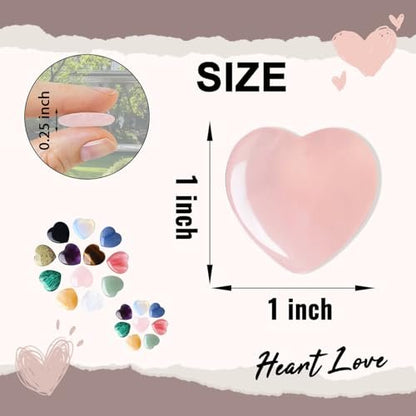 DUQGUHO 1 Zoll Herz Kristalle und Heilsteine Reiki Edelsteine Heilende Kristalle Amethyst Kristall Herz Set Rosenquarz Herzförmige Kristalle Bulk Polierte Edelsteine Spirituelle Geschenke für Frauen 12 Stück