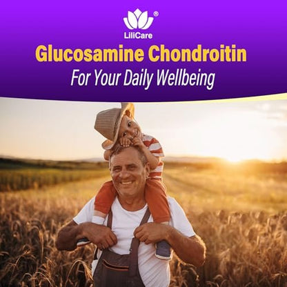 Glucosamin Chondroitin Gummis, Zuckerfrei, Extra Stark mit MSM, Boswellia, Kurkuma, Kollagen & Hyaluronsäure – für Knochen- und Gelenkgesundheit, für Männer & Frauen, 60 Stück
