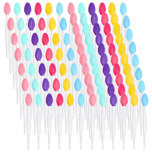 Acshio 100er-Pack Lippenpeelingbürsten, doppelseitige Silikon-Lippenpeelingbürste, weiches Gesichtsreinigungsbürsten-Lippenpeeling-Werkzeug für glattere, vollere Lippen