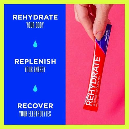 AdvoCare Rehydrate - Elektrolyt-Getränkepulver - mit Magnesium, Natrium, Kalium & Calcium - Antioxidantien & Aminosäuren - Hydration & Erholung - Fruchtpunsch, 15 Sticks (6,3 oz)