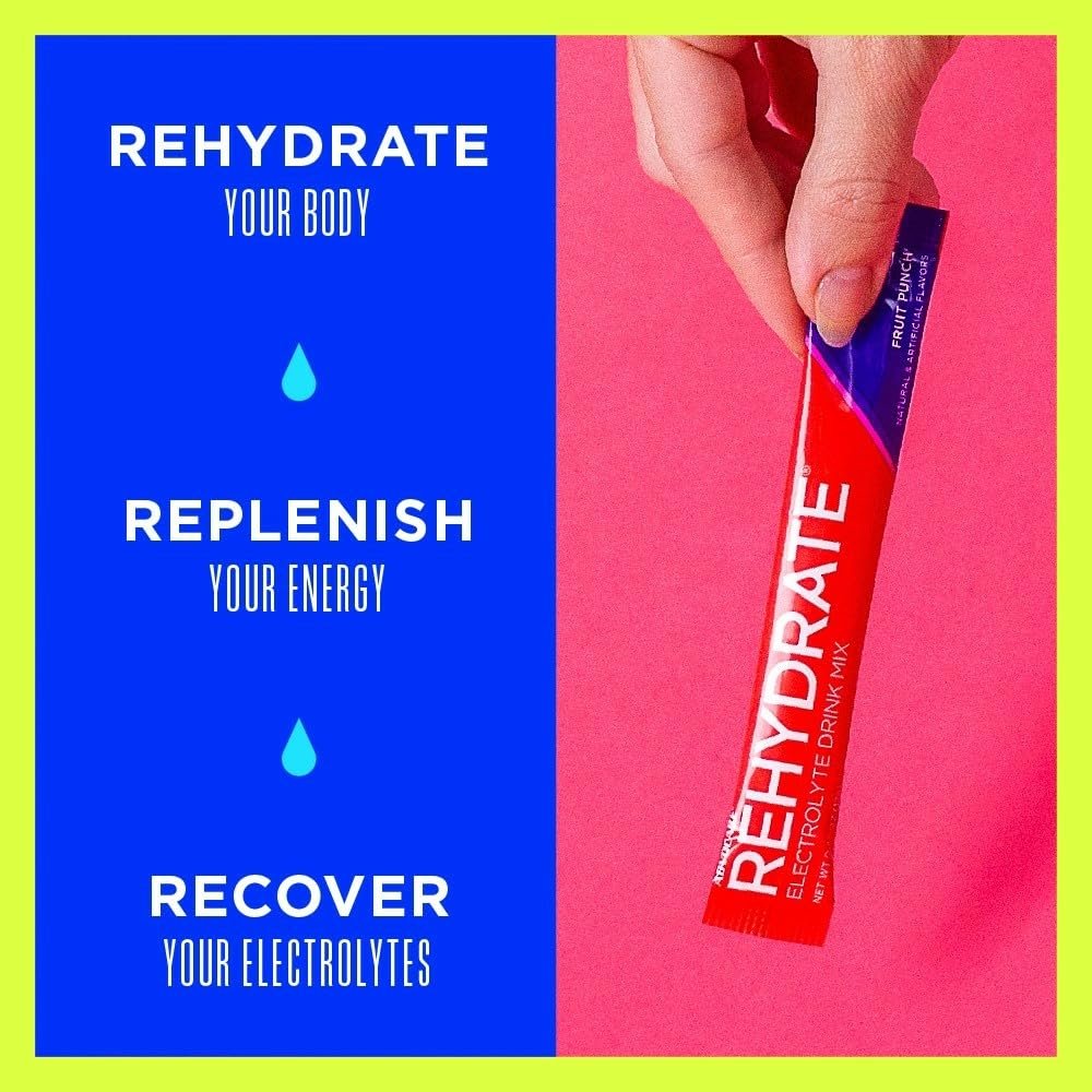 AdvoCare Rehydrate - Elektrolyt-Getränkepulver - mit Magnesium, Natrium, Kalium & Calcium - Antioxidantien & Aminosäuren - Hydration & Erholung - Fruchtpunsch, 15 Sticks (6,3 oz)