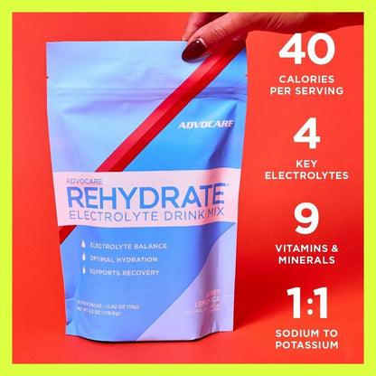 AdvoCare Rehydrate Elektrolyt-Getränkepulver – Berry Lemon Ice, 15 Sticks (6,3 oz) – mit Magnesium, Natrium, Kalium & Calcium – Antioxidantien & Aminosäuren – für Hydration & Erholung
