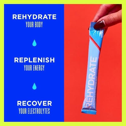 AdvoCare Rehydrate Elektrolyt-Getränkepulver – Berry Lemon Ice, 15 Sticks (6,3 oz) – mit Magnesium, Natrium, Kalium & Calcium – Antioxidantien & Aminosäuren – für Hydration & Erholung