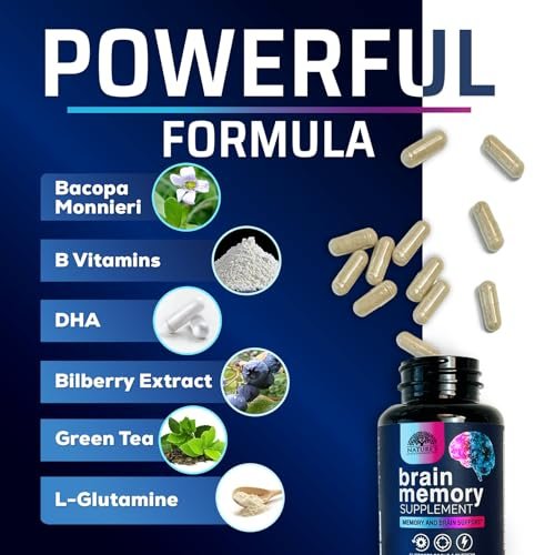 3X Stärke Nootropika Kapseln - Gehirn Booster mit Bacopa, Phosphatidylserin & DMAE für Konzentration, Klarheit & Fokus - 120 Kapseln
