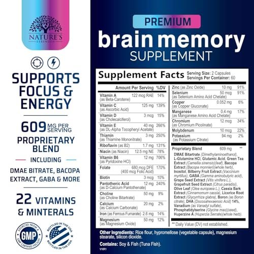 3X Stärke Nootropika Kapseln - Gehirn Booster mit Bacopa, Phosphatidylserin & DMAE für Konzentration, Klarheit & Fokus - 120 Kapseln