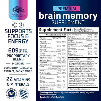 3X Stärke Nootropika Kapseln - Gehirn Booster mit Bacopa, Phosphatidylserin & DMAE für Konzentration, Klarheit & Fokus - 120 Kapseln