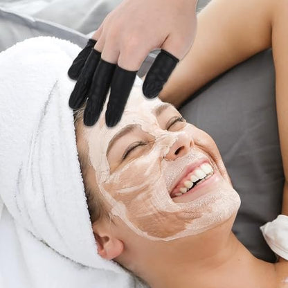 100 Stück Fingerlinge, Einweg-Silikon-Fingerspitzen-Schutz für Beauty-Maniküre-Massage (Schwarz)
