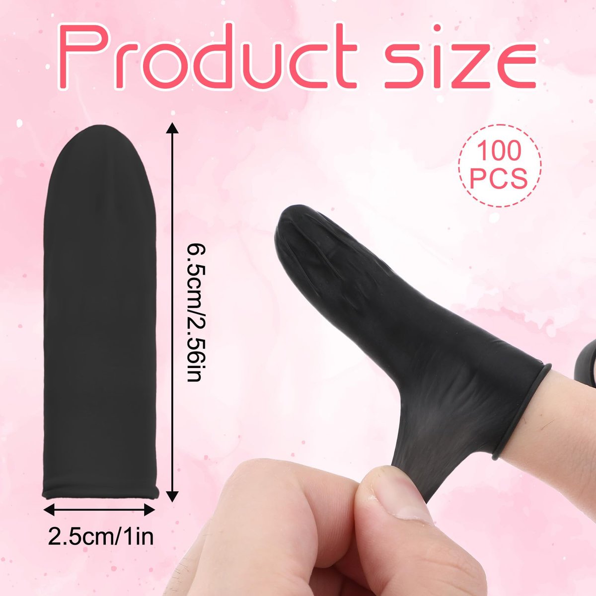 100 Stück Fingerlinge, Einweg-Silikon-Fingerspitzen-Schutz für Beauty-Maniküre-Massage (Schwarz)