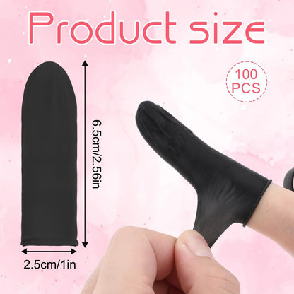 100 Stück Fingerlinge, Einweg-Silikon-Fingerspitzen-Schutz für Beauty-Maniküre-Massage (Schwarz)