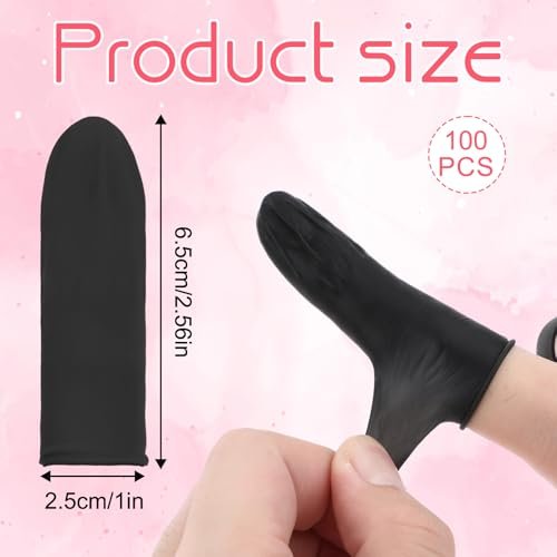 100 Stück Fingerlinge, Einweg-Silikon-Fingerspitzen-Schutz für Beauty-Maniküre-Massage (Schwarz)