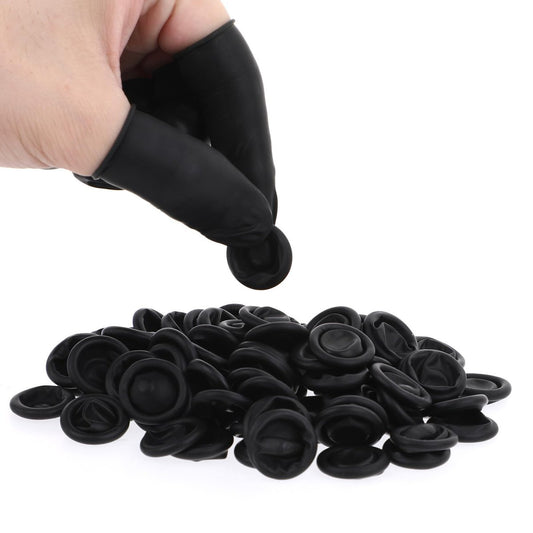 100 Stück Fingerlinge, Einweg-Silikon-Fingerspitzen-Schutz für Beauty-Maniküre-Massage (Schwarz)