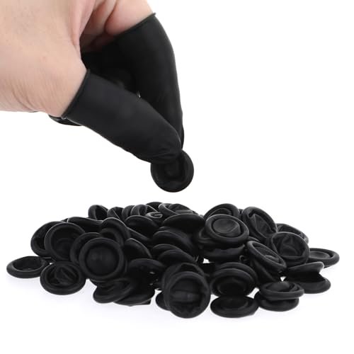 100 Stück Fingerlinge, Einweg-Silikon-Fingerspitzen-Schutz für Beauty-Maniküre-Massage (Schwarz)