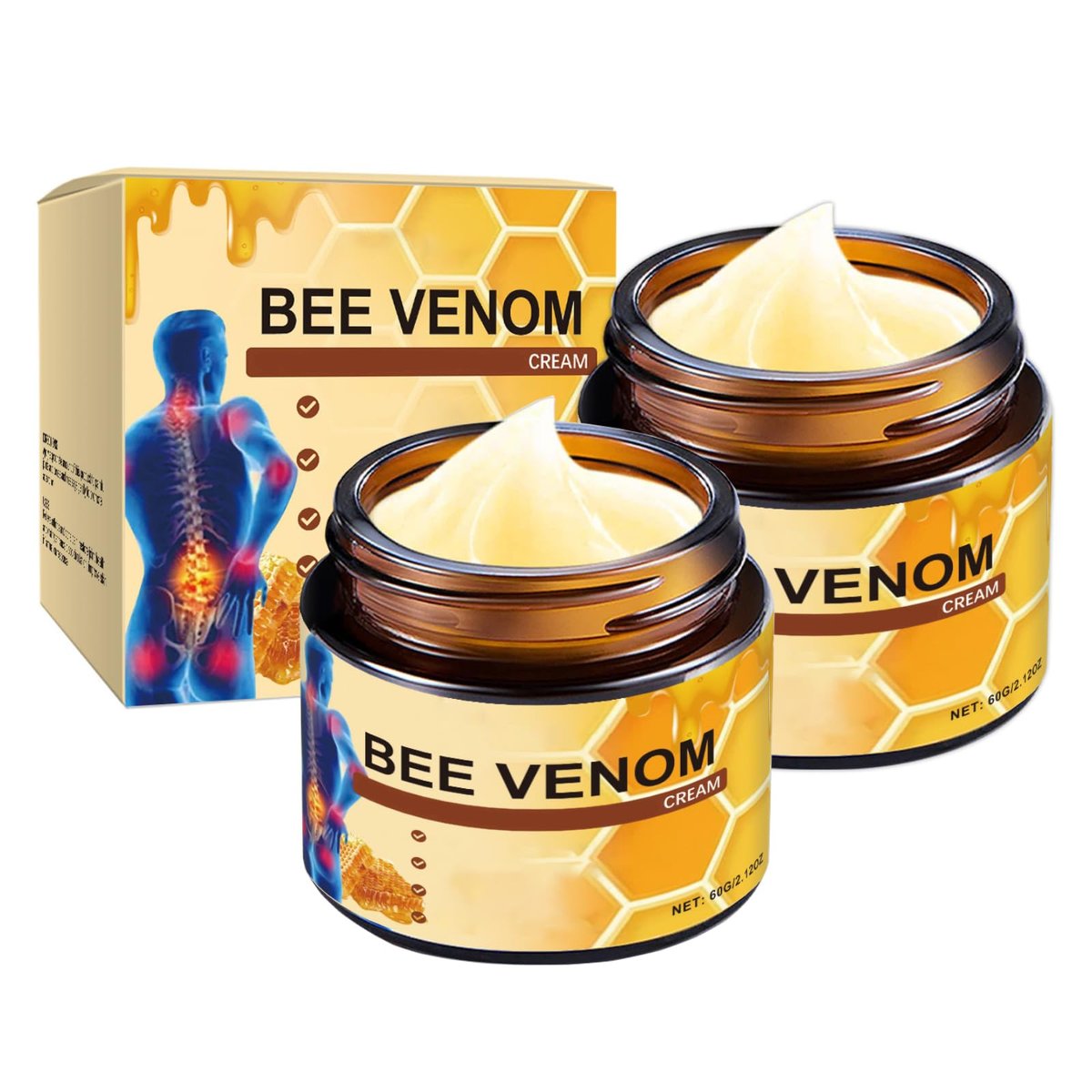 OSFRIAGE Bienengift Gelenk Gel, Professionelle Bienengift Salbe, Bienengift Creme, Gelenk- und Knochencreme für Rücken, Knie, Hände, Nacken, Füße - 60g (2er-Pack)