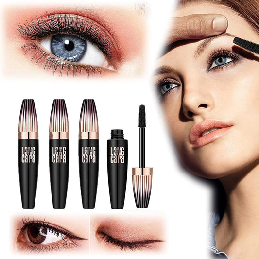 QOHNK My Amazing Lashes Mascara Schwarz – 4D Volumen & Länge, seidenfaser, wischfest & lang anhaltend, für voluminöse Wimpern (Schwarz, 4er Pack)