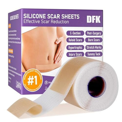 Silicone Narbenpflaster, Silikon Narbenband (1,6" x 118" Rolle - 3M), wiederverwendbare professionelle Silikon Narbenstreifen, weiche Silikonfolien für Operationsnarben, Keloide, Aknenarben, Verbrennungsnarben, Kaiserschnittnarben