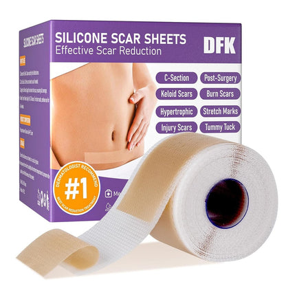 Silicone Narbenpflaster, Silikon Narbenband (1,6" x 118" Rolle - 3M), wiederverwendbare professionelle Silikon Narbenstreifen, weiche Silikonfolien für Operationsnarben, Keloide, Aknenarben, Verbrennungsnarben, Kaiserschnittnarben