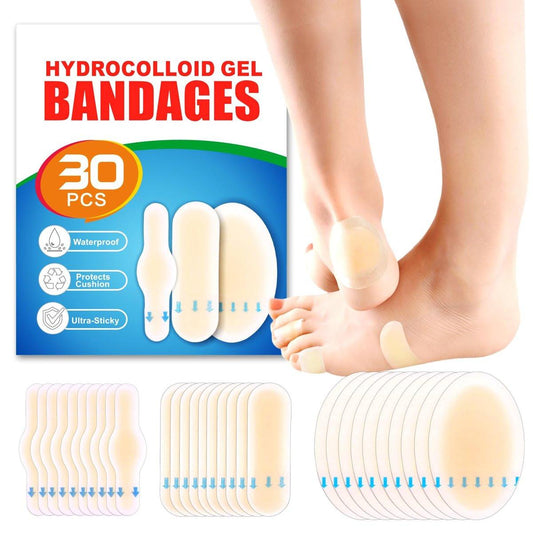 30er-Pack Hydrokolloid-Blasenpflaster – wasserdichte Blasenpflaster für Füße, Fersen und Zehen – Vorbeugung und Heilung von Blasen an der Ferse, Blasenpads