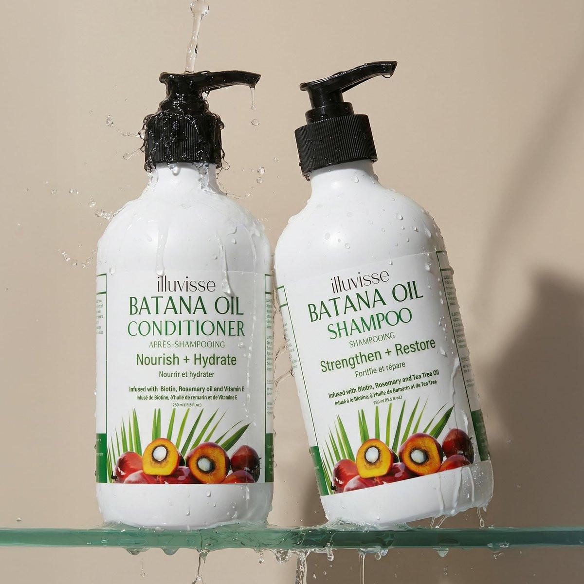ILLUVISSE Batana Öl Shampoo & Conditioner Set für Haarwachstum & -verdickung – Bio Rosmarin, Teebaumöl, Biotin & Aloe Vera für Männer & Frauen – Stärkt, pflegt & glättet, 500 ml je Flasche